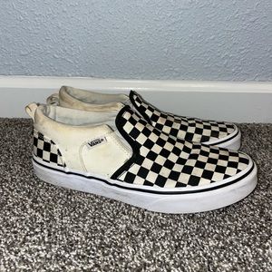 Checkered slip on vans